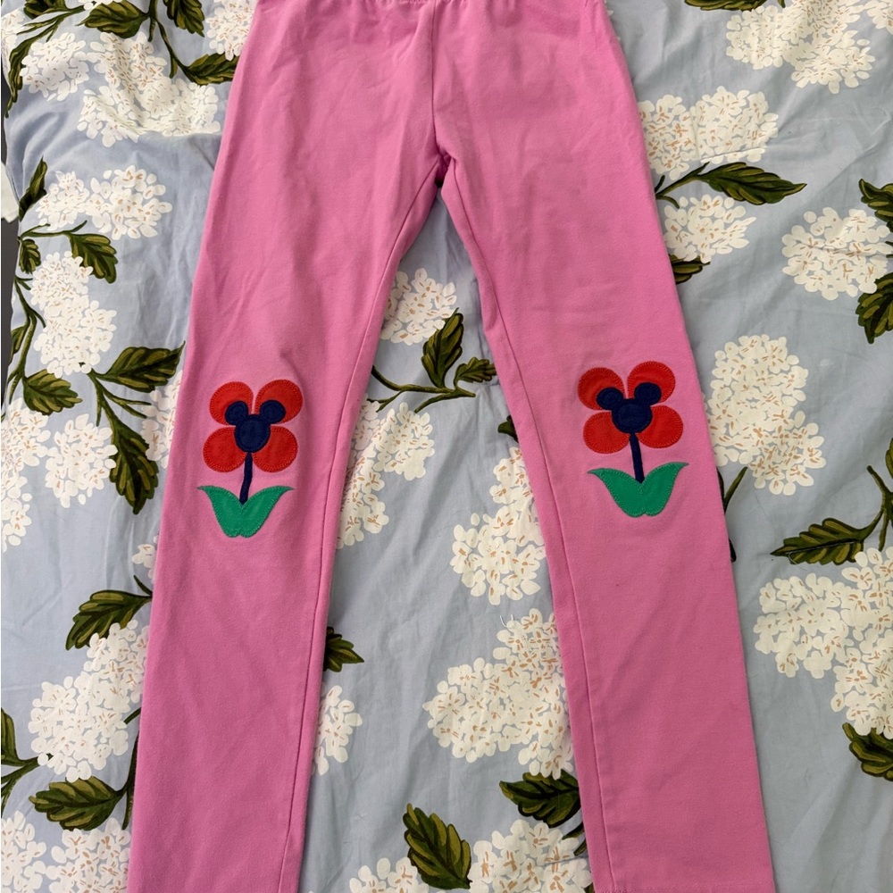 Hanna Andersson Pink Leggings with Disney Red and Blue Floral Design